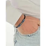 Lacivert ve Gümüş Çelik Deri Erkek Bileklik FRJ10191B-L 2 Yıl Garantili Hediye Paketli