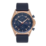 Ferro Navy Blue Leather Band Mens Wristwatch FM1803B-T