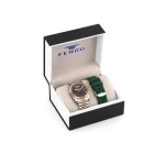 Ferro Rose Silver and Green Steel and Silicone band Mens Wristwatch F11130DA-E