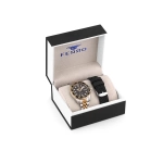 Ferro Rose Silver and Black Steel and Silicone Strap Mens Wristwatch F11196DA-E