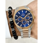 Ferro Rose ve Gümüş Çelik Kordon Erkek Kol Saati FM31289A-E3 Fonksiyonları Aktif 3 ATM Su Geçirmez