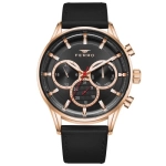 Ferro Black Leather Strap Mens Wristwatch FM11025B-R