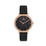 Ferro Black Leather Band Womens Wristwatch FL21242B-R