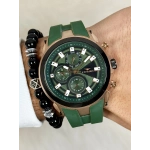 Ferro Yeşil Silikon Kordon Erkek Kol Saati FM31402D-R10 Tüm Fonksiyonlar Aktif 3 ATM Su Geçirmez