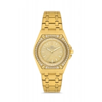 Ferro Sarı Çelik Kordon Kadın Kol Saati FL43007A-B4 3ATM Su Geçirmez 2 Yıl Garantili HediyePaketli