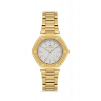 Ferro Sarı Çelik Kordon Kadın Kol Saati FL43006A-B 3ATM Su Geçirmez 2 Yıl Garantili HediyePaketli