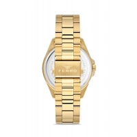 Ferro Sarı Çelik Kordon Erkek Kol Saati F11551AWT-B 3 ATM Su Geçirmez 2 Yıl Garantili Hediye Paketli