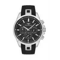 Ferro Siyah Silikon Kordon Erkek Kol Saati FM11379DWT-J Fonksiyonları Aktif 3ATM Su Geçirmez