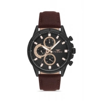 Ferro Kahverengi Deri Kordon Erkek Kol Saati FM11461B-X Fonksiyonları Aktif 3ATM Su Geçirmez