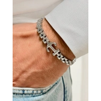 Gümüş Çelik ve Deri Erkek Bileklik FRJ10156A-A 2 Yıl Garantili Hediye Paketli