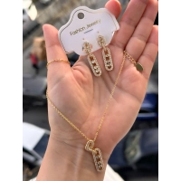 Sarı Çelik Kadın Küpe ve Kolye Set FRJW10008A-B 2 Yıl Garantili Hediye Paketli