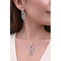 Gümüş Çelik Kadın Küpe ve Kolye Set FRJW10008A-A 2 Yıl Garantili Hediye Paketli