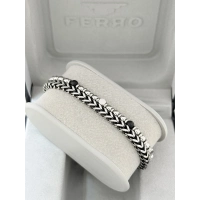 Gümüş ve Siyah Çelik Erkek Bileklik FRJ10114A-J 2 Yıl Garantili Hediye Paketli