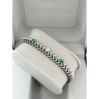 Gümüş ve Yeşil Çelik Erkek Bileklik FRJ10114A-A6 2 Yıl Garantili Hediye Paketli