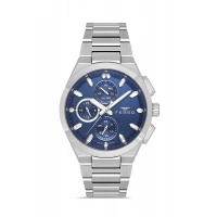 Ferro Gümüş Çelik Kordon Erkek Kol Saati FM43037A-A3 Tüm Fonksiyonlar Aktif 3ATM Su Geçirmez