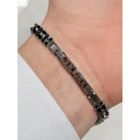 Gümüş ve Siyah Çelik Erkek Bileklik FRJ10107A-J 2 Yıl Garantili Hediye Paketli