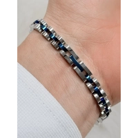 Lacivert ve Gümüş Çelik Erkek Bileklik FRJ10158A-L 2 Yıl Garantili Hediye Paketli