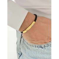 Sarı Çelik Deri Erkek Bileklik FRJ10190A-B 2 Yıl Garantili Hediye Paketli