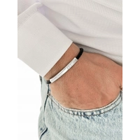 Siyah ve Gümüş Çelik Deri Erkek Bileklik FRJ10190B-J 2 Yıl Garantili Hediye Paketli