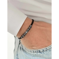 Siyah Çelik Deri Erkek Bileklik FRJ10191A-G 2 Yıl Garantili Hediye Paketli