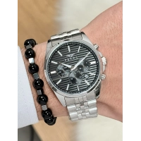 Ferro Gümüş Çelik Kordon Erkek Kol Saati FM11780A-A2 Tüm Fonksiyonları Aktif 3 ATM Su Geçirmez