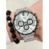 Ferro Gümüş Çelik Kordon Erkek Kol Saati FM40139A-J Tüm Fonksiyonlar Aktif 3 ATM Su Geçirmez