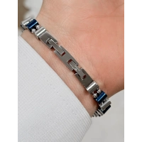 Gümüş ve Lacivert Çelik Erkek Bileklik FRJ10154A-L 2 Yıl Garantili Hediye Paketli