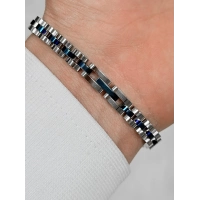 Lacivert ve Gümüş Çelik Erkek Bileklik FRJ10160A-L 2 Yıl Garantili Hediye Paketli