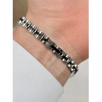 Siyah ve Gümüş Çelik Erkek Bileklik FRJ10162A-J 2 Yıl Garantili Hediye Paketli