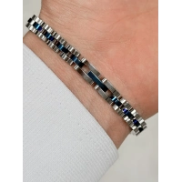 Lacivert ve Gümüş Çelik Erkek Bileklik FRJ10162A-L 2 Yıl Garantili Hediye Paketli