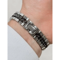 Siyah ve Gümüş Çelik Erkek Bileklik FRJ10171A-J 2 Yıl Garantili Hediye Paketli