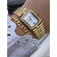 Sarı Çelik Kordon Kadın Kol Saati FL88744A-B 3ATM Su Geçirmez 2 Yıl Garantili Hediye Paketli