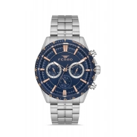 Ferro Gümüş Çelik Kordon Erkek Kol Saati FM40139A-L Tüm Fonksiyonlar Aktif 3 ATM Su Geçirmez