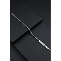 Ferro Gümüş ve Lacivert Çelik Erkek Takı FRJ10041-L