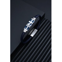 Ferro Gümüş ve Lacivert Çelik Erkek Takı FRJ10059-L