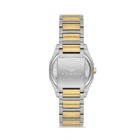 Ferro Gümüş ve Sarı Çelik Kordon Kadın Kol Saati FL40128A-D 3ATM Su Geçirmez 2 Yıl Garantili