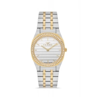 Ferro Gümüş ve Sarı Çelik Kordon Kadın Kol Saati FL43003A-D 3ATM Su Geçirmez 2 Yıl Garantili