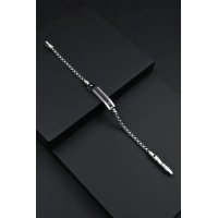 Ferro Gümüş ve Siyah Çelik Erkek Takı FRJ10037-J