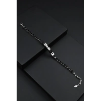 Ferro Gümüş ve Siyah Çelik Erkek Takı FRJ10093-J