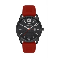 Ferro Kırmızı Silikon Kordon Erkek Kol Saati F11316D-ZK 3ATM SuGeçirmez 2Yıl Garantili HediyePaketli