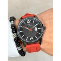 Ferro Kırmızı Silikon Kordon Erkek Kol Saati F11316D-ZK 3ATM SuGeçirmez 2Yıl Garantili HediyePaketli