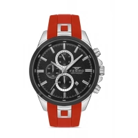 Ferro Kırmızı Silikon Kordon Erkek Kol Saati FM31380D-J2 Tüm Fonksiyonlar Aktif 3 ATM Su Geçirmez