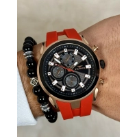 Ferro Kırmızı Silikon Kordon Erkek Kol Saati FM31402D-R4 Tüm Fonksiyonlar Aktif 3 ATM Su Geçirmez