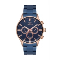 Ferro Lacivert Çelik Kordon Erkek Kol Saati FM11180A-T Fonksiyonları Aktif 3ATM SuGeçirmez