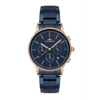 Ferro Navy Blue Steel Strap Mens Wristwatch FM31151A-T