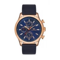 Ferro Navy Blue Leather Band Mens Wristwatch FM11105B-T