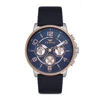 Ferro Lacivert Deri Kordon Erkek Kol Saati FM11146B-E3 Fonksiyonları Aktif 3ATM SuGeçirmez