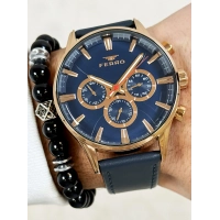 Ferro Lacivert Deri Kordon Erkek Kol Saati FM11180B-T Fonksiyonları Aktif 3ATM SuGeçirmez