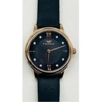 Ferro Lacivert Deri Kordon Kadın Kol Saati F21195BWT-T 3ATM SuGeçirmez 2 Yıl Garantili HediyePaketli