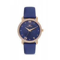 Ferro Lacivert Deri Kordon Kadın Kol Saati FL21264B-T 3ATM Su Geçirmez 2 Yıl Garantili HediyePaketli